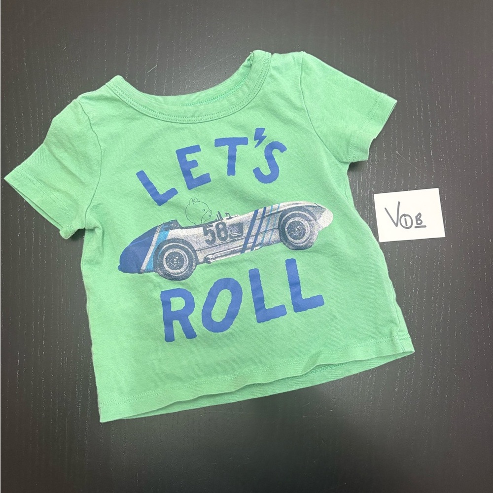 ⭐️5/$10.00⭐️ Joe Fresh 6-12m Green 'Let's Roll' Graphic T-Shirt
